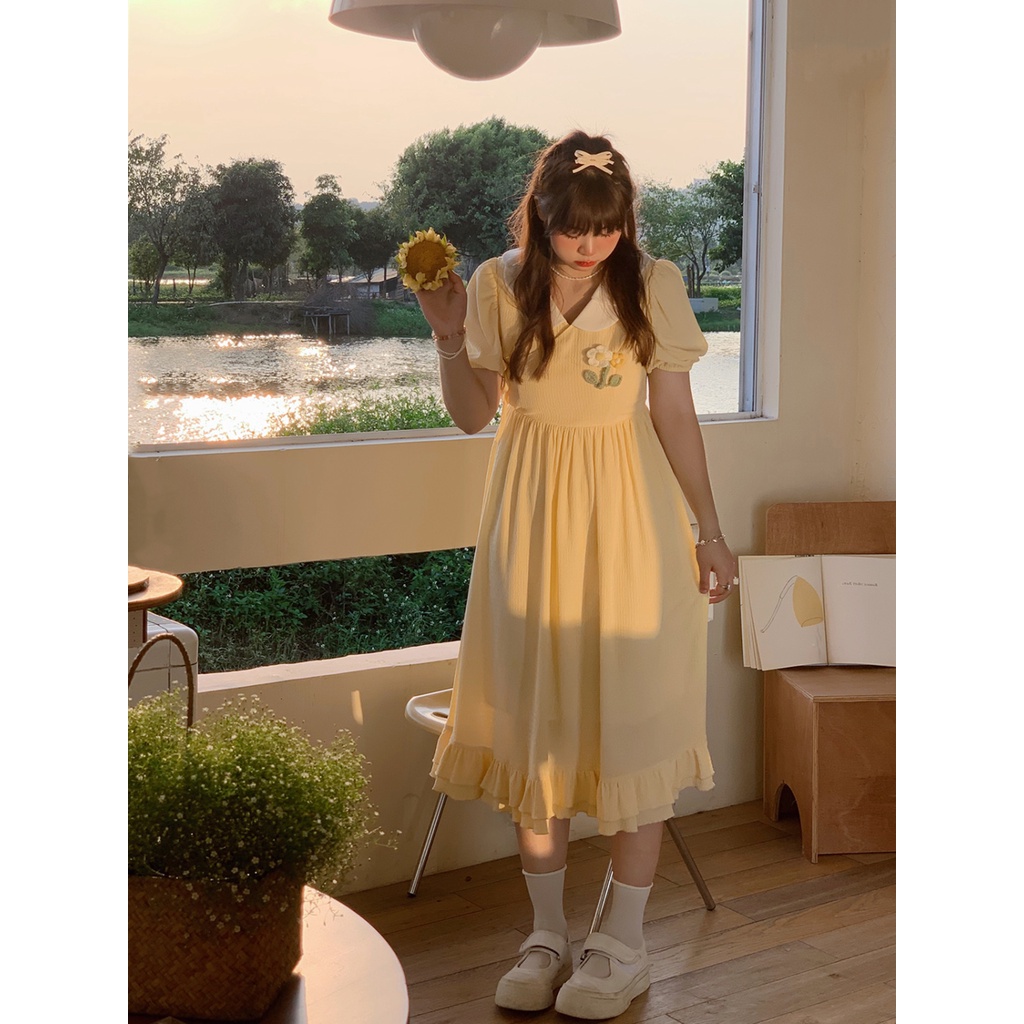 [Giới Hạn Thời Gian Giới Hạn] [Nữ Công Ty Hoang Dã Mùa Xuân] Đầm Dệt Kim Ba Chiều Cỡ Lớn Ôm Dáng Phối Bèo Nhún Màu