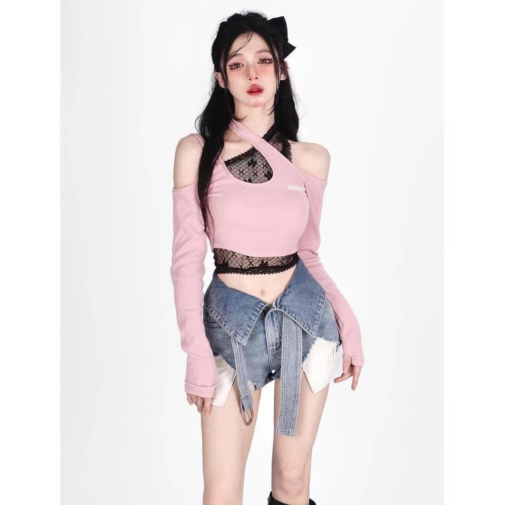 Quần Short Denim Eo Cao Phối Rách Có Thể Tháo Rời Thời Trang Xuân Hè Mới Cho Nữ