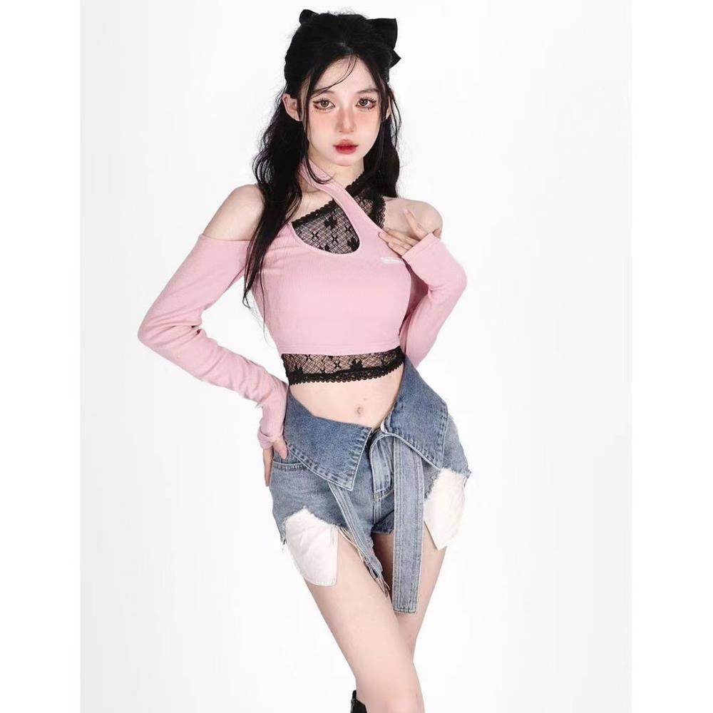 Quần Short Denim Eo Cao Phối Rách Có Thể Tháo Rời Thời Trang Xuân Hè Mới Cho Nữ