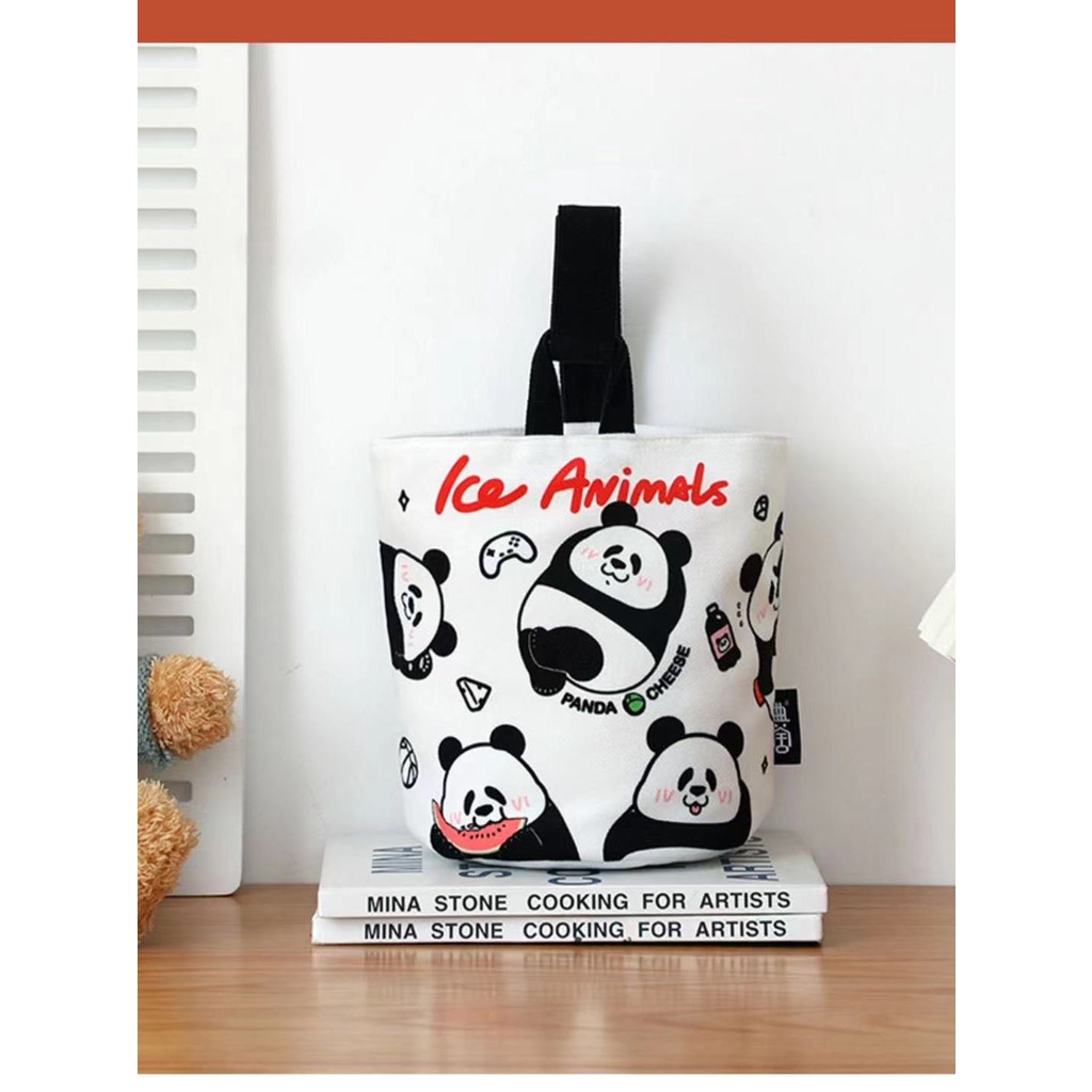 Túi Xách Canvas In Hình Gấu Trúc Dễ Thương Chất Lượng Cao