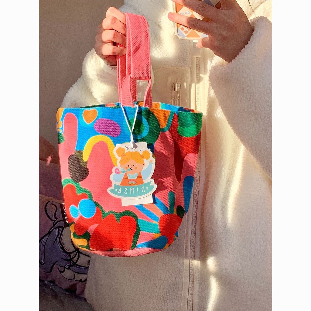 Túi Vải Đựng Hộp Cơm Trưa Sức Chứa Lớn In Họa Tiết Graffiti Phong Cách Nhật Bản Chất Lượng Cao