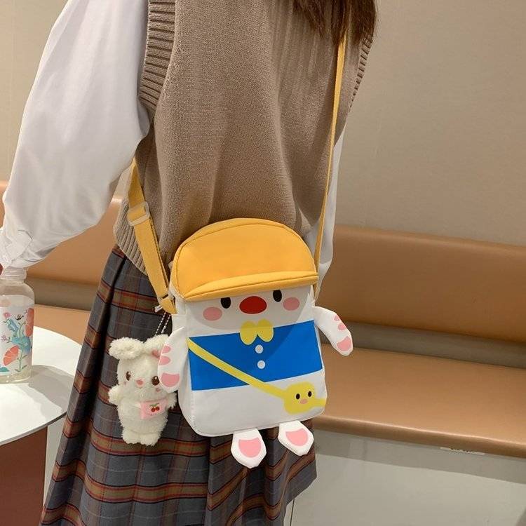 Túi Đeo Chéo Đựng Tiền Xu Bằng Vải Canvas Hình Vịt Dễ Thương Chất Lượng Cao Dành Cho Bé Gái