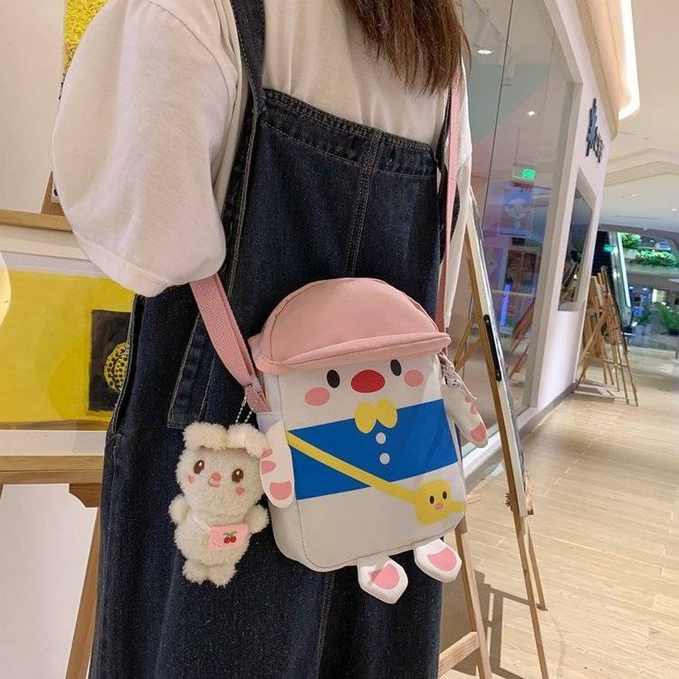 Túi Đeo Chéo Đựng Tiền Xu Bằng Vải Canvas Hình Vịt Dễ Thương Chất Lượng Cao Dành Cho Bé Gái