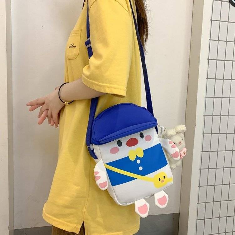 Túi Đeo Chéo Đựng Tiền Xu Bằng Vải Canvas Hình Vịt Dễ Thương Chất Lượng Cao Dành Cho Bé Gái