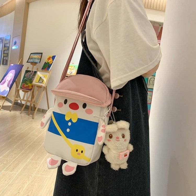 Túi Đeo Chéo Đựng Tiền Xu Bằng Vải Canvas Hình Vịt Dễ Thương Chất Lượng Cao Dành Cho Bé Gái