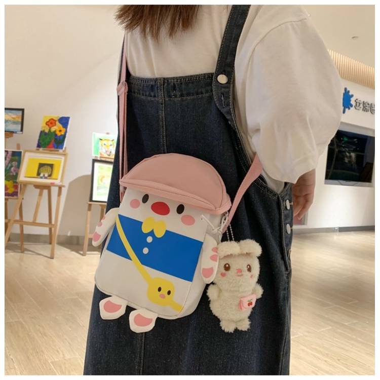 Túi Đeo Chéo Đựng Tiền Xu Bằng Vải Canvas Hình Vịt Dễ Thương Chất Lượng Cao Dành Cho Bé Gái