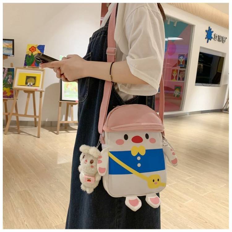 Túi Đeo Chéo Đựng Tiền Xu Bằng Vải Canvas Hình Vịt Dễ Thương Chất Lượng Cao Dành Cho Bé Gái