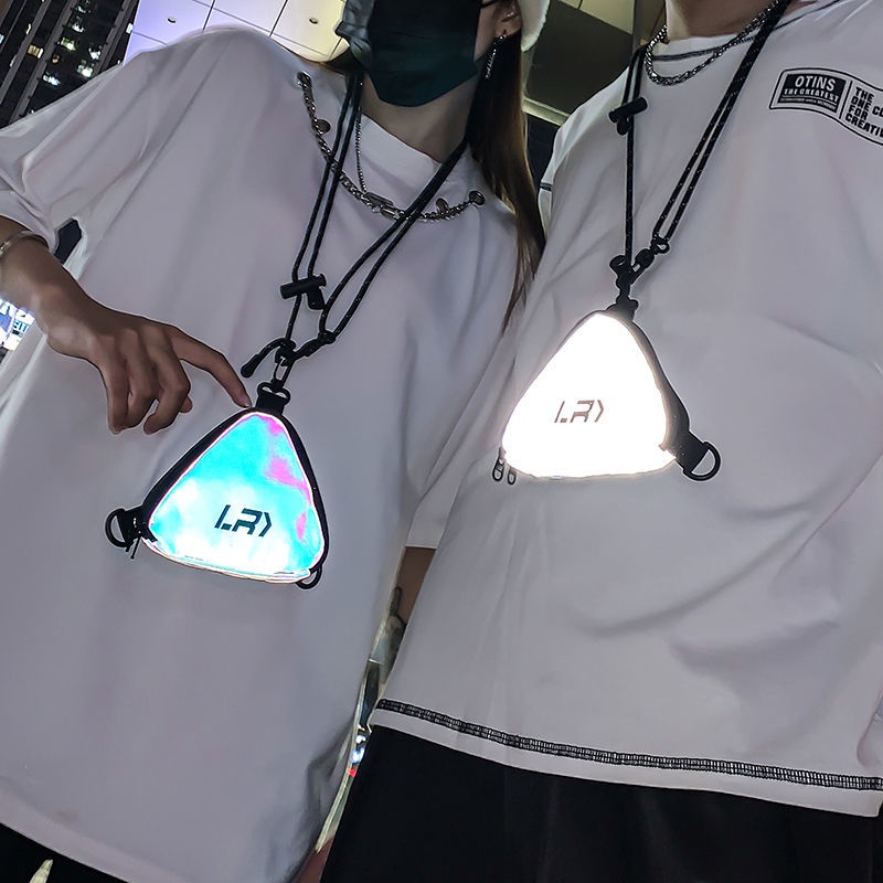 Túi Đeo Chéo Mini Đựng Tai Nghe / Tiền Xu Phản Quang Phong Cách Đường Phố Chất Lượng Cao Mới Cho Nam Và Nữ