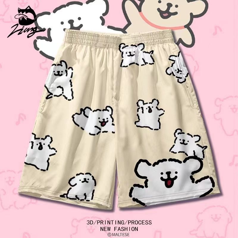 Quần Short Dáng Rộng In Họa Tiết Dễ Thương Thời Trang Cho Cặp Đôi