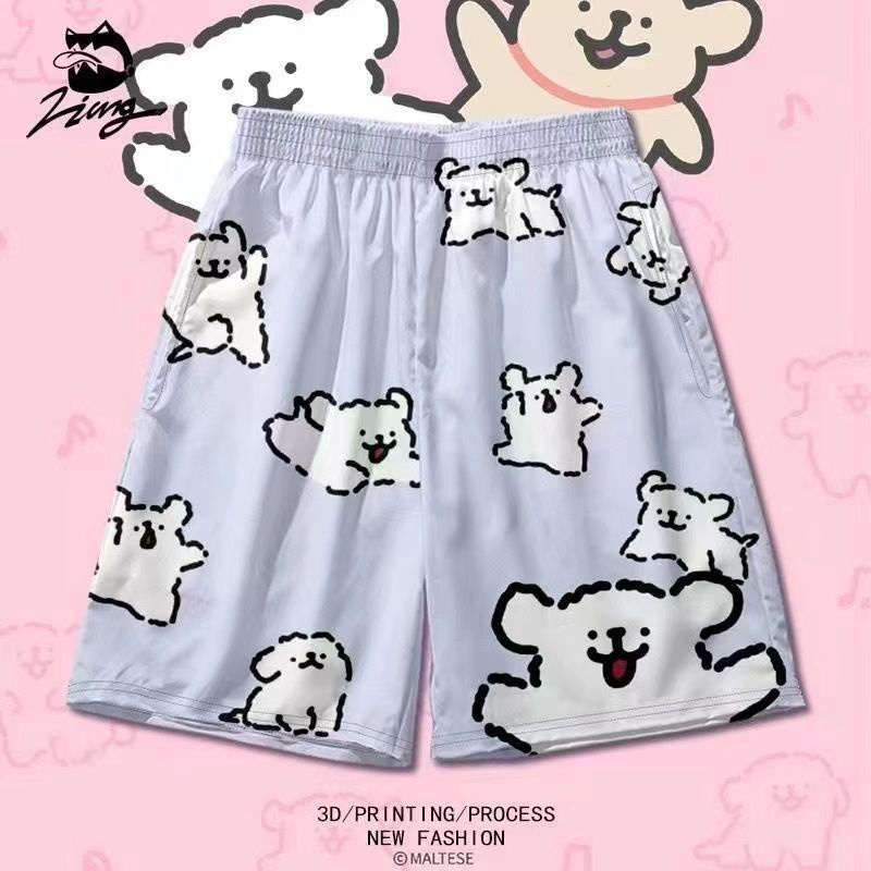 Quần Short Dáng Rộng In Họa Tiết Dễ Thương Thời Trang Cho Cặp Đôi