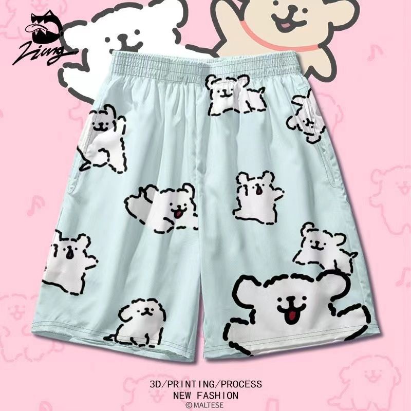 Quần Short Dáng Rộng In Họa Tiết Dễ Thương Thời Trang Cho Cặp Đôi