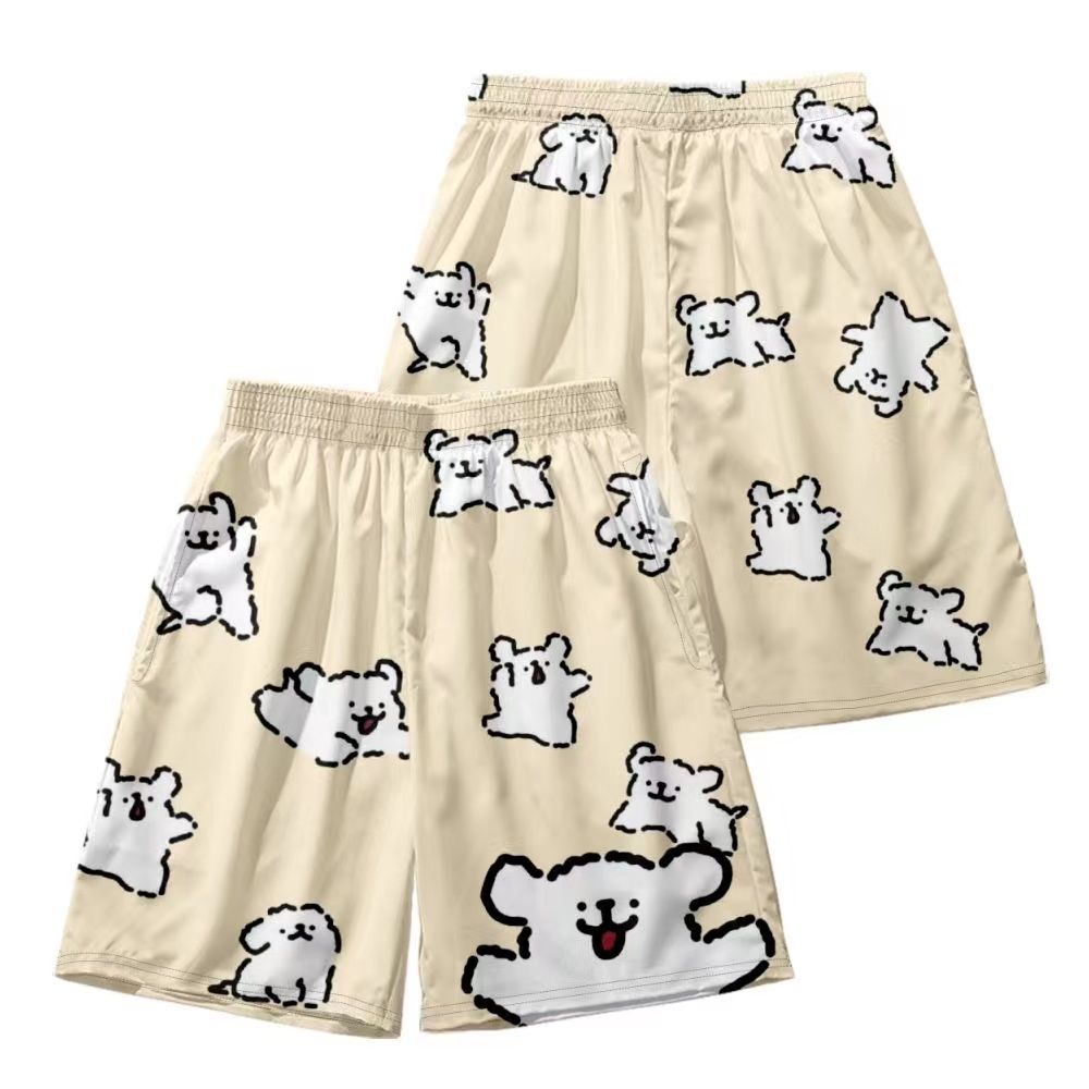 Quần Short Dáng Rộng In Họa Tiết Dễ Thương Thời Trang Cho Cặp Đôi