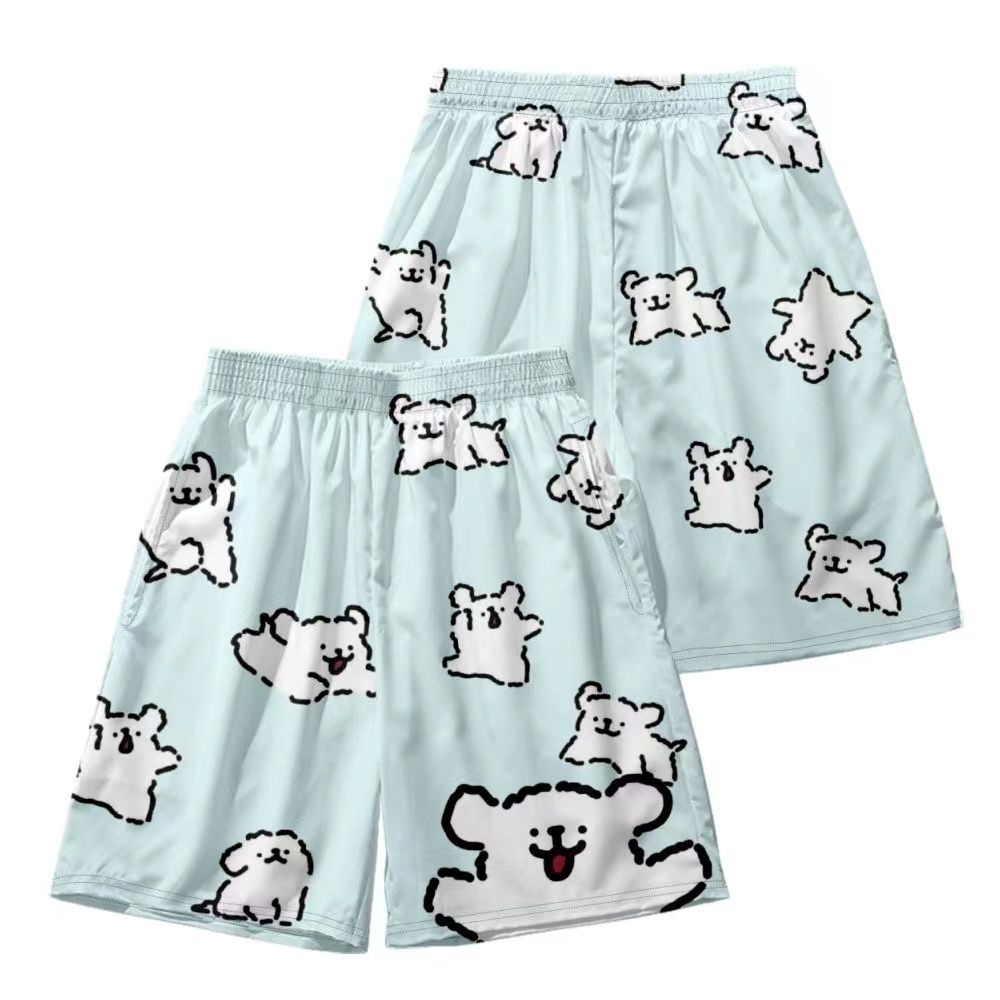 Quần Short Dáng Rộng In Họa Tiết Dễ Thương Thời Trang Cho Cặp Đôi