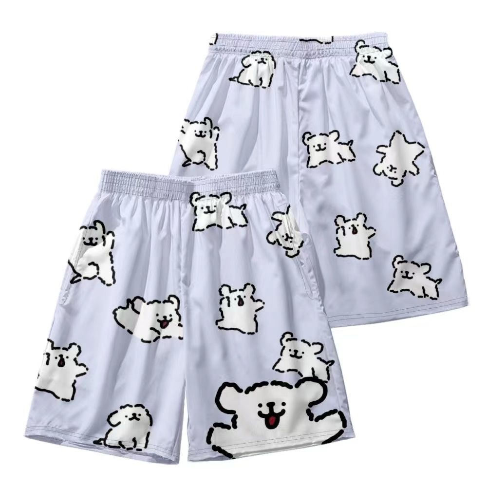 Quần Short Dáng Rộng In Họa Tiết Dễ Thương Thời Trang Cho Cặp Đôi