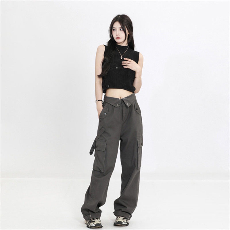 Quần Dài Nhiều Túi Phong Cách Đường Phố Mỹ Thời Trang Mùa Hè Dành Cho Nữ