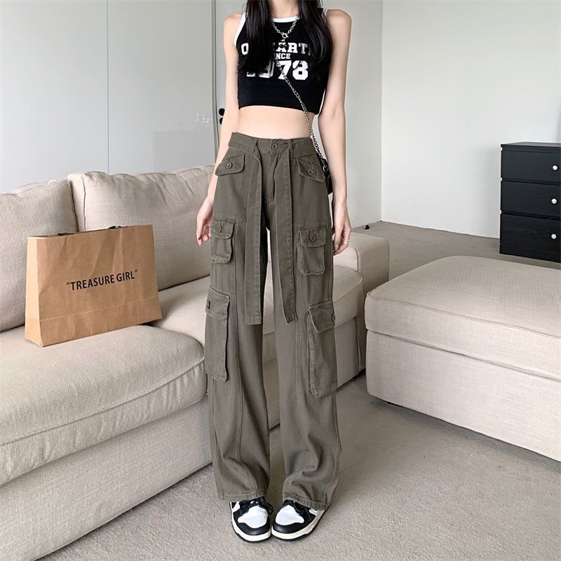 Quần Dài Lưng Cao Ống Rộng Phong Cách Retro Thời Trang Xuân Thu Cho Nữ