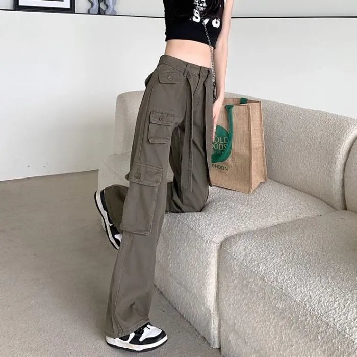 Quần Dài Lưng Cao Ống Rộng Phong Cách Retro Thời Trang Xuân Thu Cho Nữ