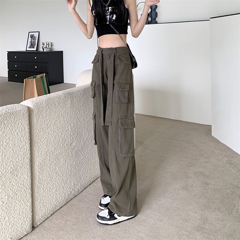 Quần Dài Lưng Cao Ống Rộng Phong Cách Retro Thời Trang Xuân Thu Cho Nữ