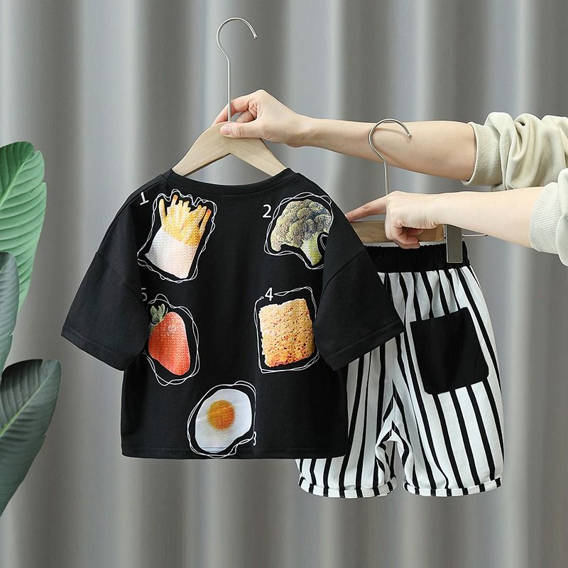 Set Đồ Mùa Hè 2023 Hai Món Gồm Áo Tay Cộc Thời Trang Mát Mẻ Cho Bé Trai