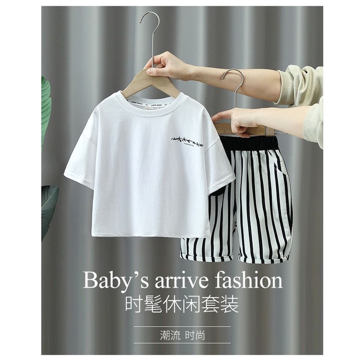 Set Đồ Mùa Hè 2023 Hai Món Gồm Áo Tay Cộc Thời Trang Mát Mẻ Cho Bé Trai