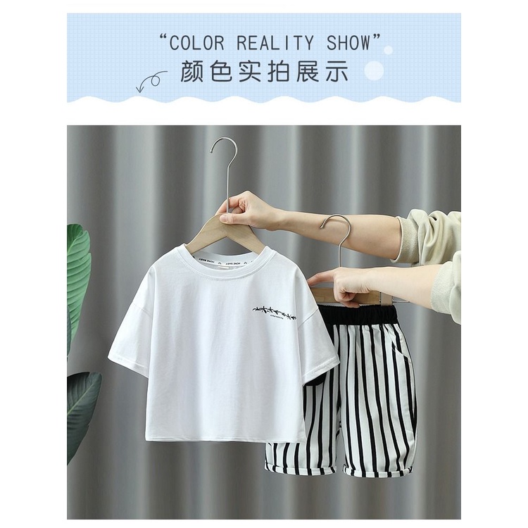 Set Đồ Mùa Hè 2023 Hai Món Gồm Áo Tay Cộc Thời Trang Mát Mẻ Cho Bé Trai