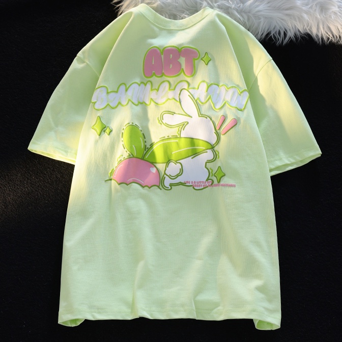 Áo Thun 100% Cotton Tay Ngắn Dáng Rộng In Họa Tiết Dễ Thương Thời Trang Mùa Hè Cho Cặp Đôi