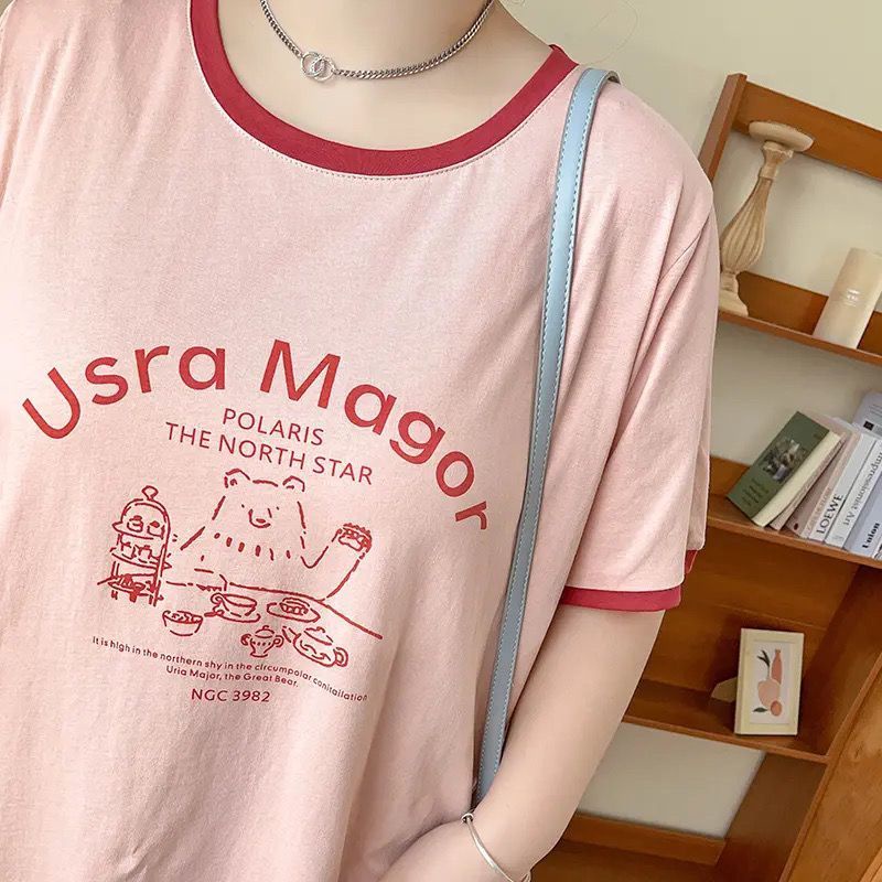 Áo Thun Tay Ngắn Dáng Rộng Phong Cách Hàn Quốc Thời Trang Mùa Hè Cho Nữ Có Size Lớn Đến 300KG