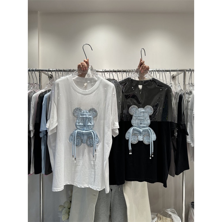 Áo Thun Cotton Dáng Rộng Tay Ngắn In Hình Gấu Cực Kỳ Cỡ Lớn 300Kg Cho Nữ