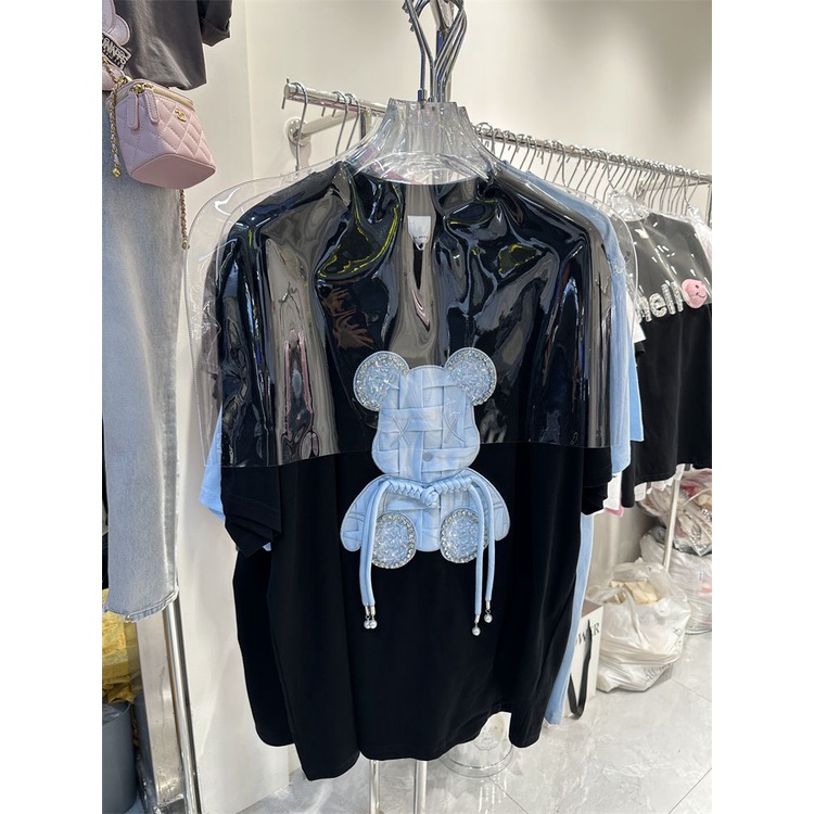 Áo Thun Cotton Dáng Rộng Tay Ngắn In Hình Gấu Cực Kỳ Cỡ Lớn 300Kg Cho Nữ