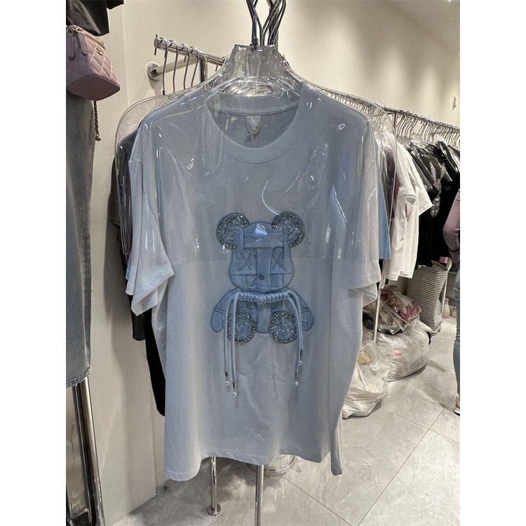Áo Thun Cotton Dáng Rộng Tay Ngắn In Hình Gấu Cực Kỳ Cỡ Lớn 300Kg Cho Nữ
