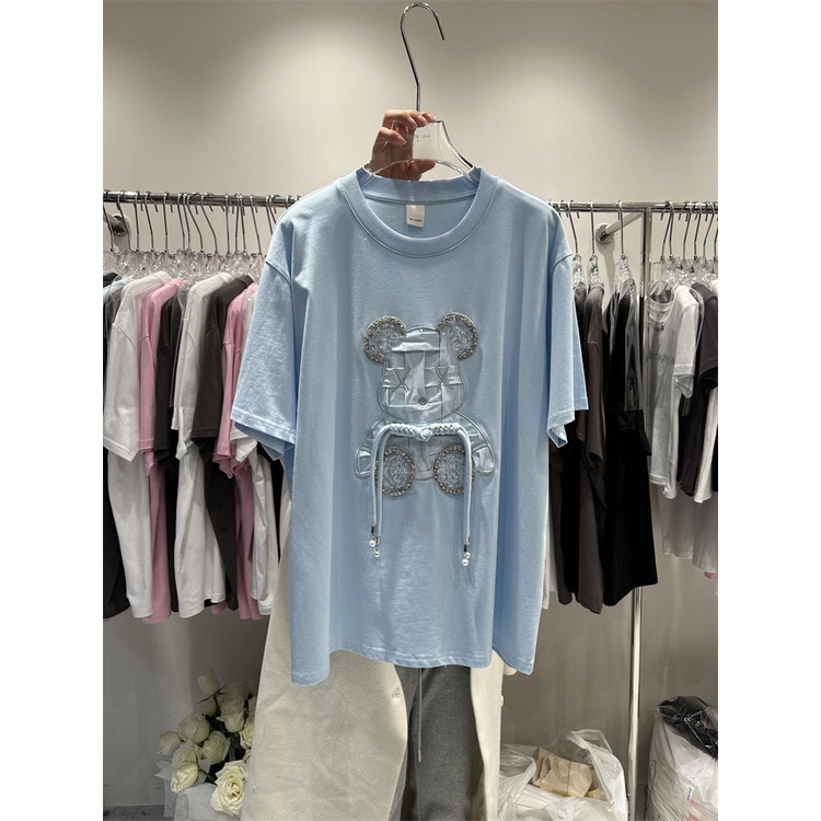 Áo Thun Cotton Dáng Rộng Tay Ngắn In Hình Gấu Cực Kỳ Cỡ Lớn 300Kg Cho Nữ