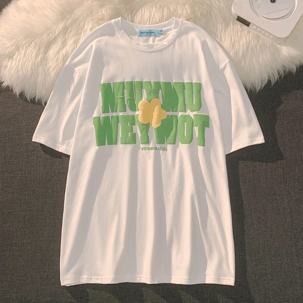 Áo Thun 100% Cotton Tay Ngắn Dáng Rộng Phong Cách Hàn Quốc Thời Trang Mới Cho Nữ