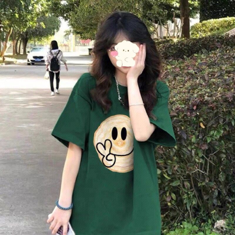 Áo Thun Tay Ngắn Dáng Rộng In Hình Mặt Cười Phong Cách Retro Dành Cho Nữ