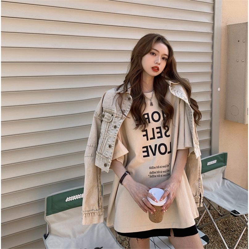 [Bán Tại Ưu Đãi At a loss] Áo Thun Tay Ngắn Dáng Rộng Phong Cách Hàn Quốc Thời Trang Mùa Hè Dễ Phối Đồ Dành Cho Nữ Size Lớn