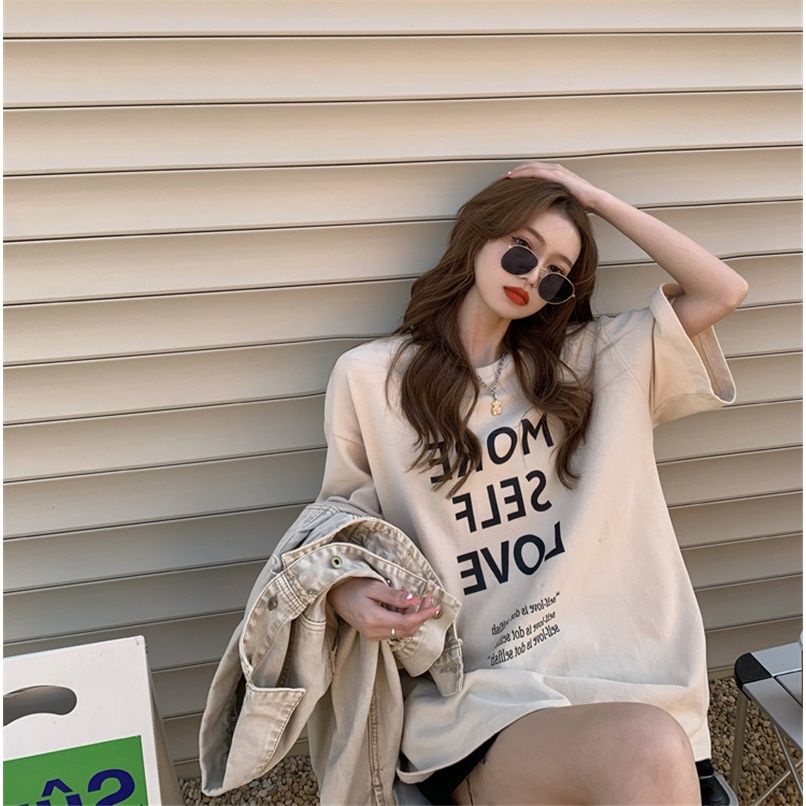 [Bán Tại Ưu Đãi At a loss] Áo Thun Tay Ngắn Dáng Rộng Phong Cách Hàn Quốc Thời Trang Mùa Hè Dễ Phối Đồ Dành Cho Nữ Size Lớn