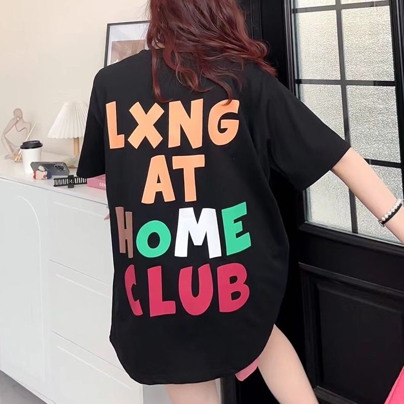 Áo Thun Tay Ngắn Dáng Rộng In Họa Tiết Gấu Hoạt Hình Thời Trang Mùa Hè Cho Nữ Lên Đến 300KG