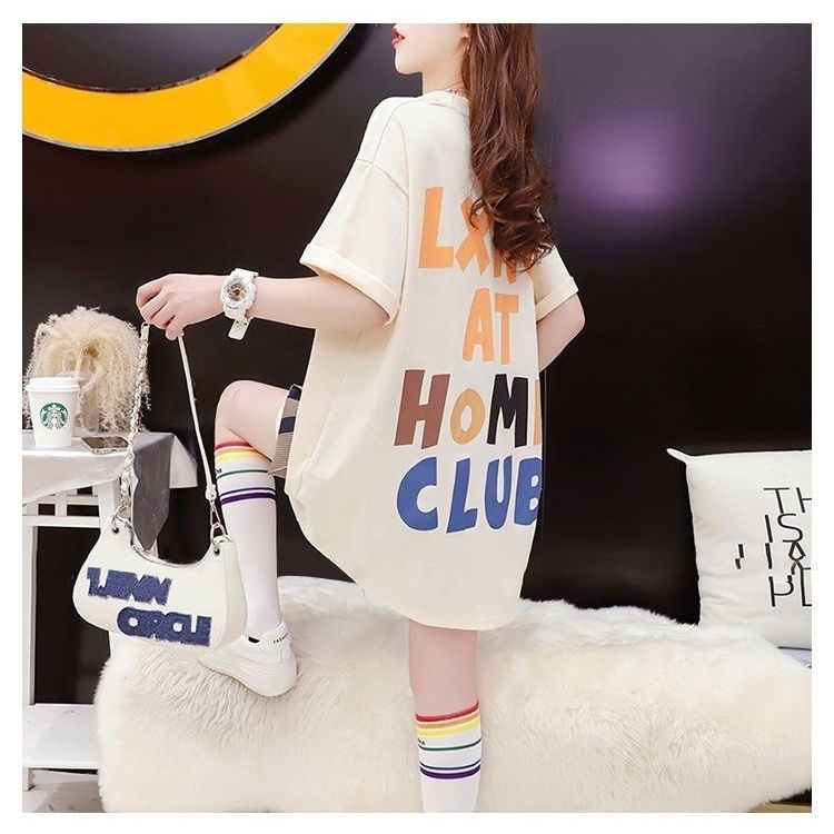 Áo Thun Cotton Tinh Khiết Dáng Rộng Tay Ngắn In Hình Gấu Hoạt Hình Mùa Hè Kích Thước Lớn Mẫu Mới Cho Nữ