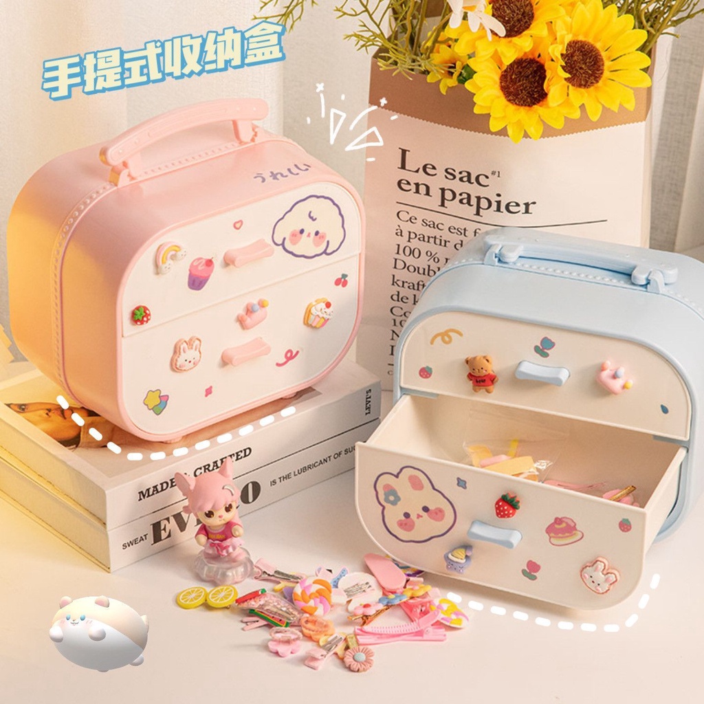 Hộp lưu trữ đồ trang sức Đồ trang sức Mũ nón để bàn Văn phòng phẩm Hộp mỹ phẩm Ký túc xá Cô gái sinh viên Ngăn kéo Bàn Hoàn thiện Hộp lưu trữ nhỏ Ngăn kéo Lưu trữ mỹ phẩm Dung lượng lớn Hộp đựng đồ để bàn