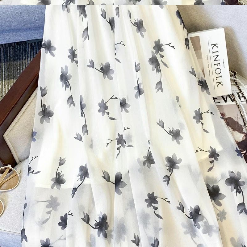 Chân Váy Chữ A Lưng Cao Họa Tiết Hoa Phong Cách Mori Pháp Thời Trang Mùa Hè Cho Nữ