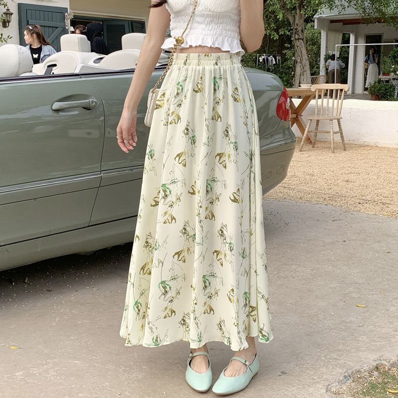 Chân Váy Chiffon Dài Dáng Chữ a Lưng Cao In Họa Tiết Hoa Thời Trang Mùa Hè Hàng Mới Dành Cho Bạn Nữ