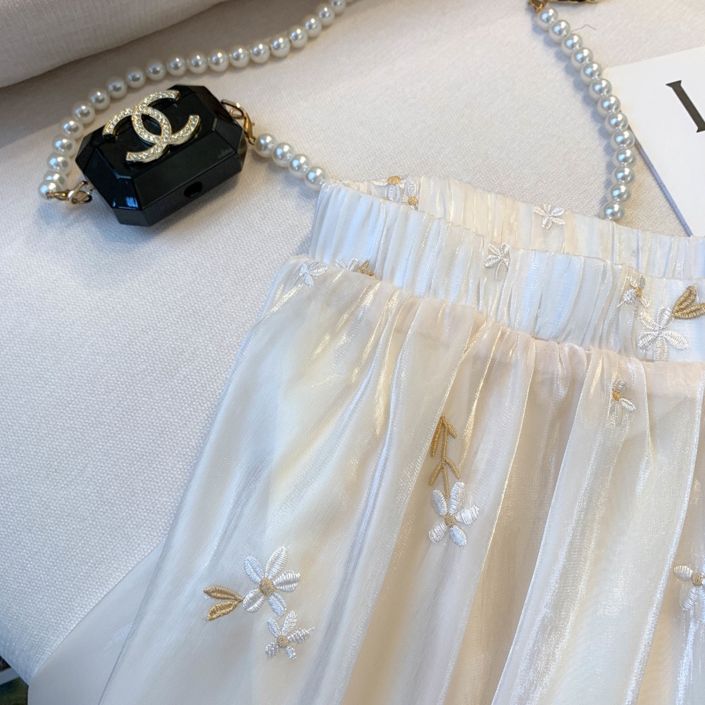 Niche Đầm Dài Đến Giữa Bắp Chân Dáng Ôm Lưng Cao Phong Cách Pháp Thời Trang Mùa Hè Mới Dành Cho Bạn Nữ