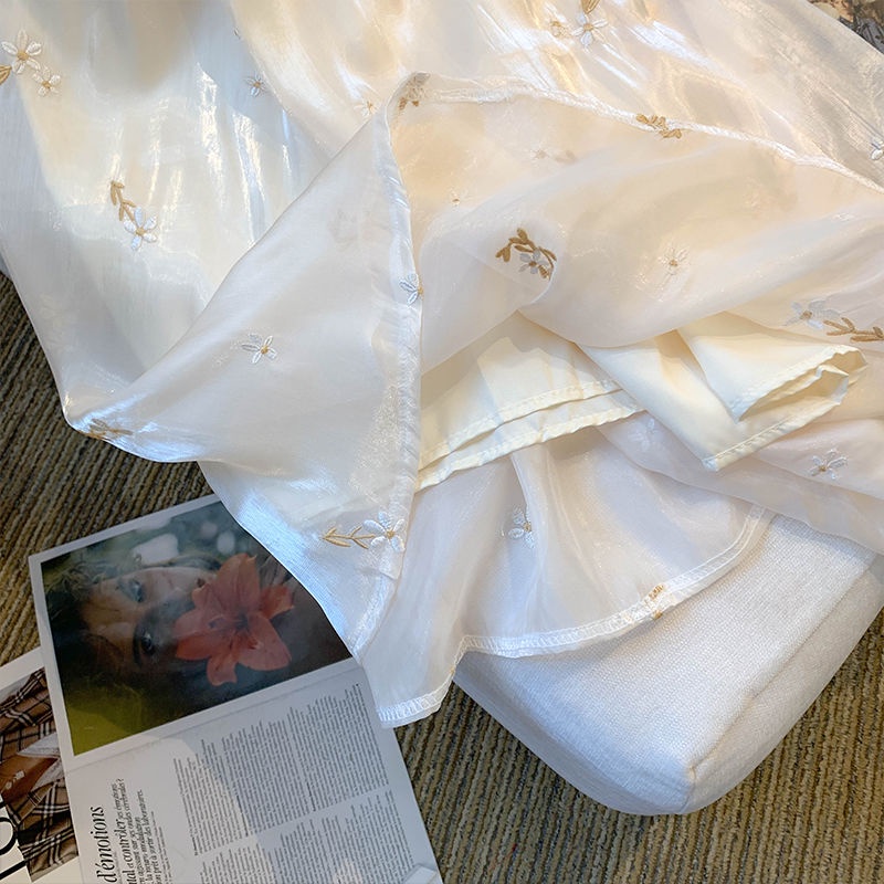 Niche Đầm Dài Đến Giữa Bắp Chân Dáng Ôm Lưng Cao Phong Cách Pháp Thời Trang Mùa Hè Mới Dành Cho Bạn Nữ