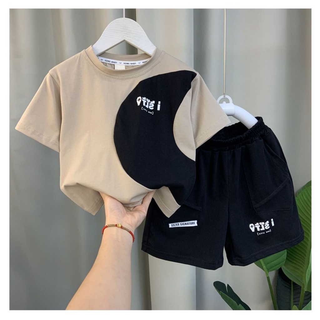 Bộ Đồ Hai Mảnh Áo Thun Tay Ngắn Phong Cách Thời Trang Mùa Hè Mới 2023 Dành Cho Bé Trai