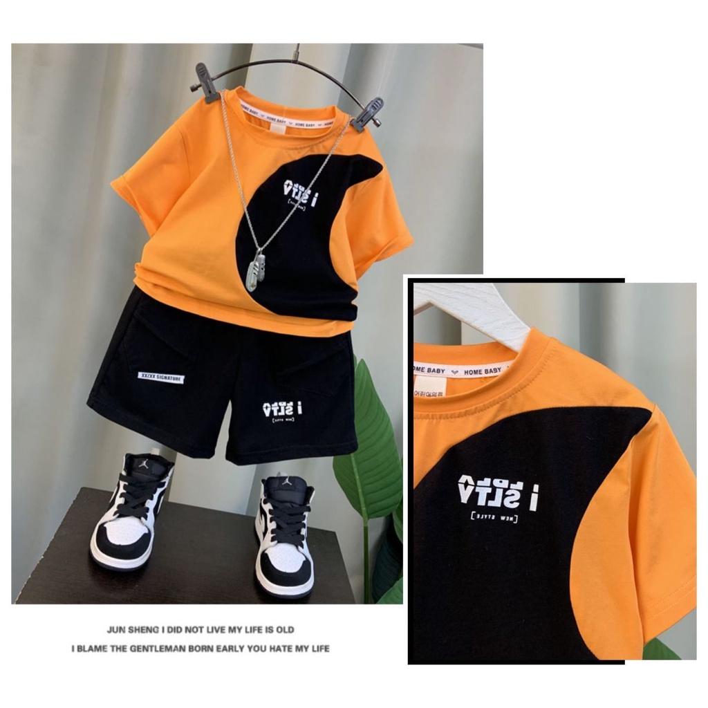 Bộ Đồ Hai Mảnh Áo Thun Tay Ngắn Phong Cách Thời Trang Mùa Hè Mới 2023 Dành Cho Bé Trai