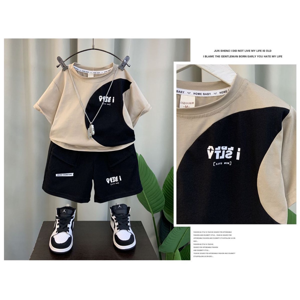 Bộ Đồ Hai Mảnh Áo Thun Tay Ngắn Phong Cách Thời Trang Mùa Hè Mới 2023 Dành Cho Bé Trai