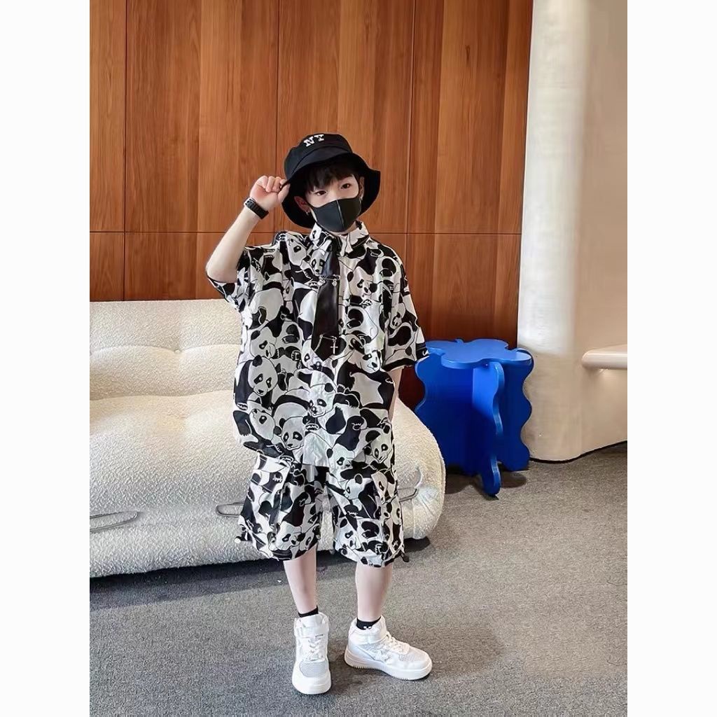 Bộ Áo Sơ Mi Tay Ngắn Và Quần Yếm Ngắn Phong Cách Phương Tây Thời Trang Mùa Hè Mới 2023 Dành Cho Bé Trai