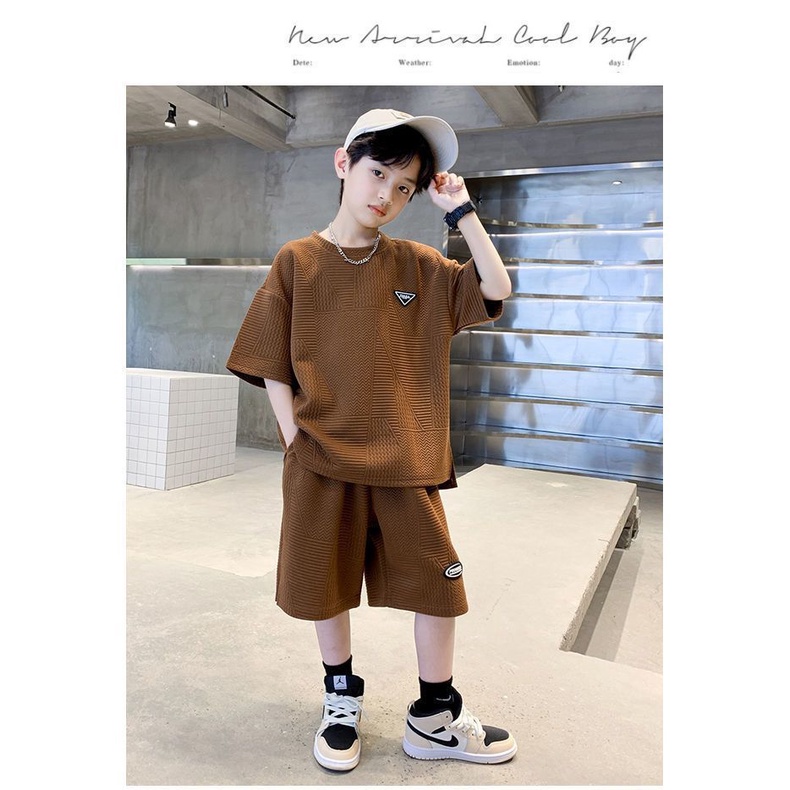 Bộ Áo Thun Tay Ngắn Và Quần Lửng Phong Cách Thể Thao Thời Trang Mùa Hè Cho Bé Trai