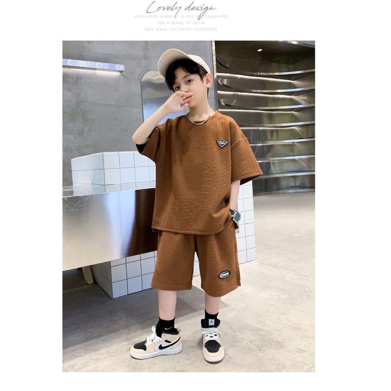Bộ Áo Thun Tay Ngắn Và Quần Lửng Phong Cách Thể Thao Thời Trang Mùa Hè Cho Bé Trai