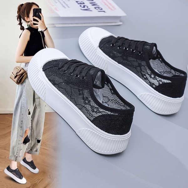Giày Thể Thao Vải Canvas Phối Lưới Mỏng Thoáng Khí Thời Trang Xuân Hè Phong Cách Mới 2023