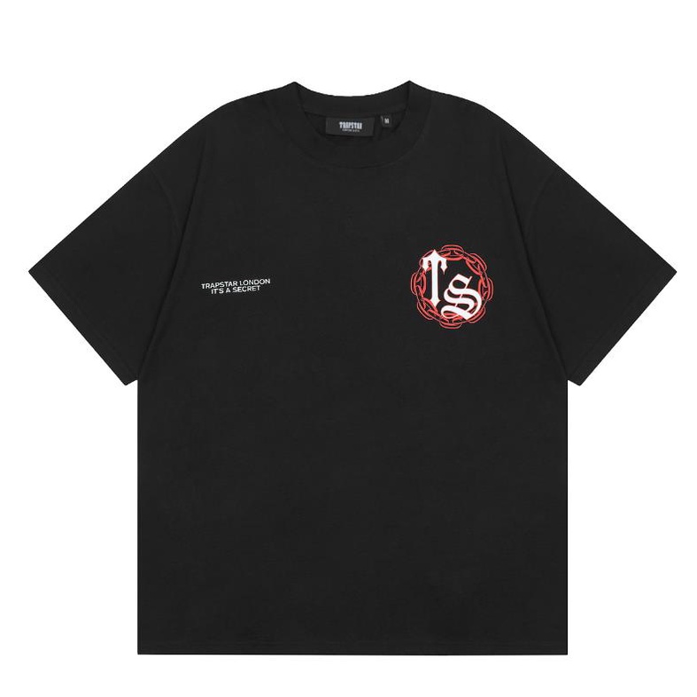Áo Thun Cotton Ngắn Tay In Chữ "Trapstar" Màu Đỏ Cho Nam Và Nữ